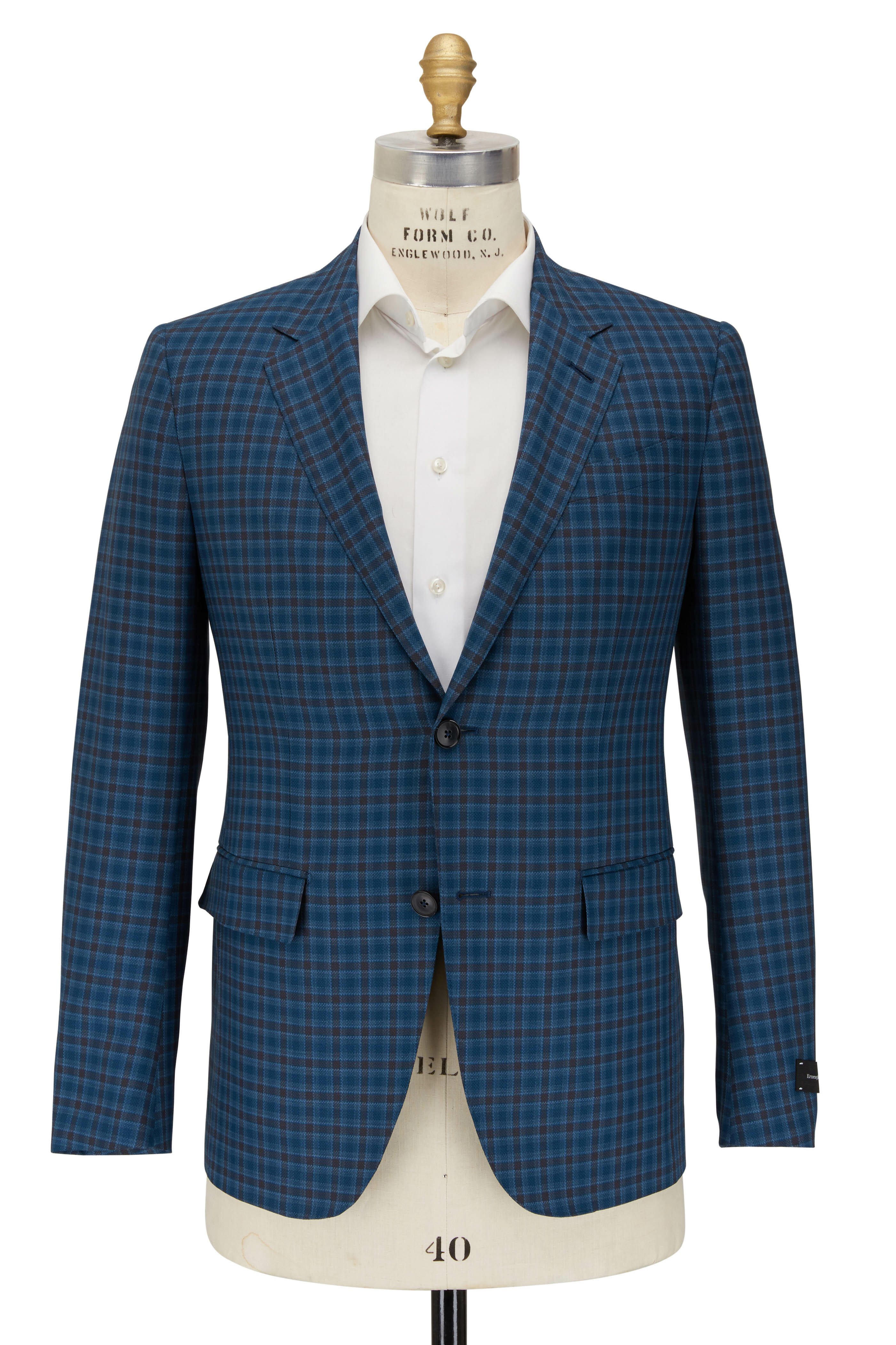 Zegna - Teal & Rust Check Wool Sportcoat | Mitchell Stores