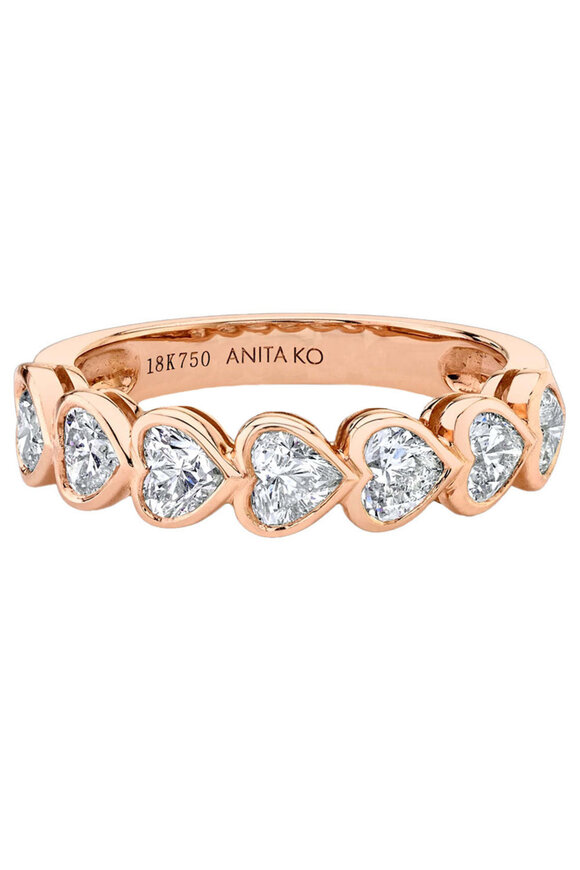 Anita Ko Diamond Heart Demi Eternity Band Ring