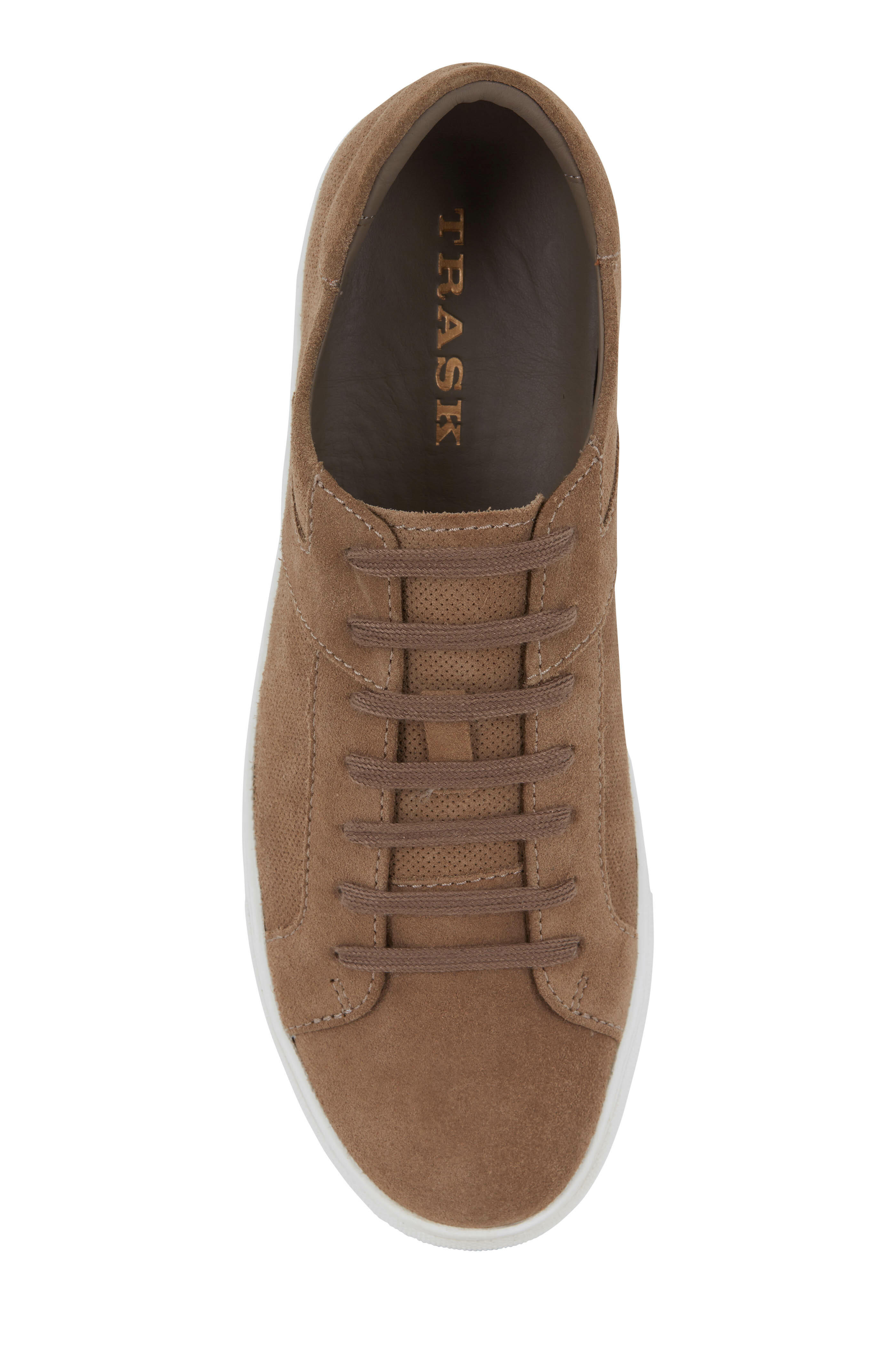 Trask Aaron Taupe English Suede Sneaker Mitchell Stores