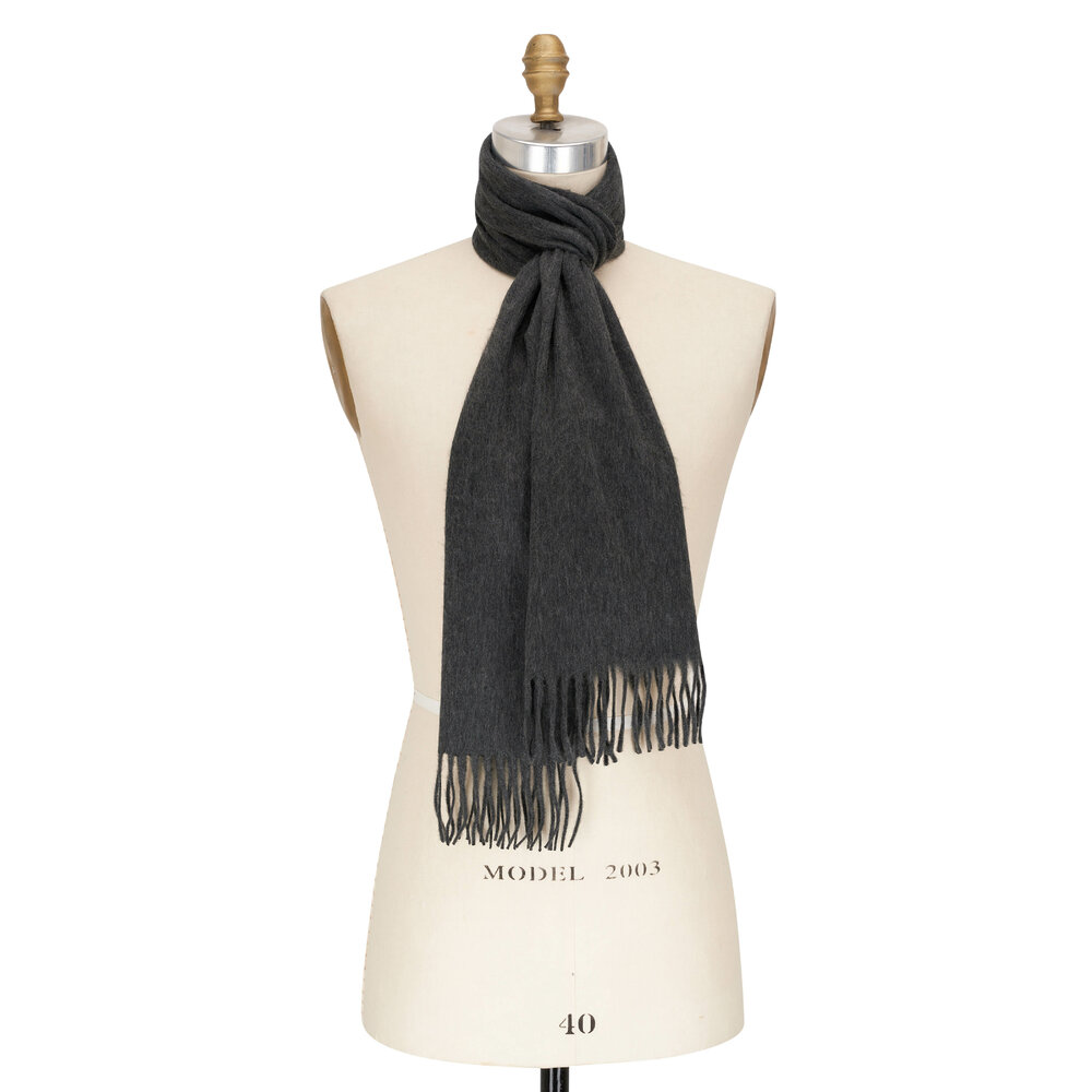 Alex Begg Arran Dark Gray Cashmere Scarf Mitchell Stores