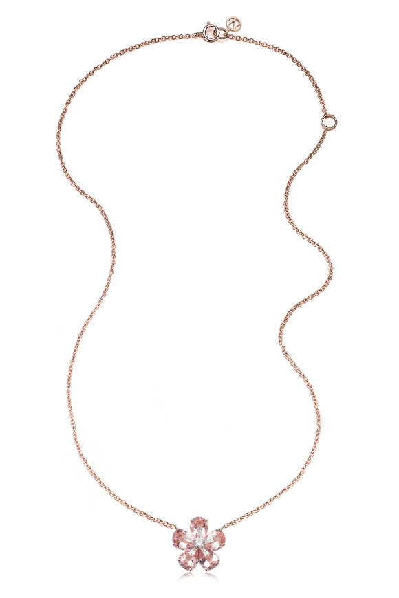 Nam Cho 18k Rose Gold Pink Morganite & Diamond Necklace