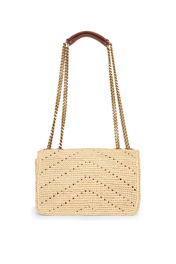 Saint Laurent Small Loulou Natural Chevron Raffia Chain Bag - view 3