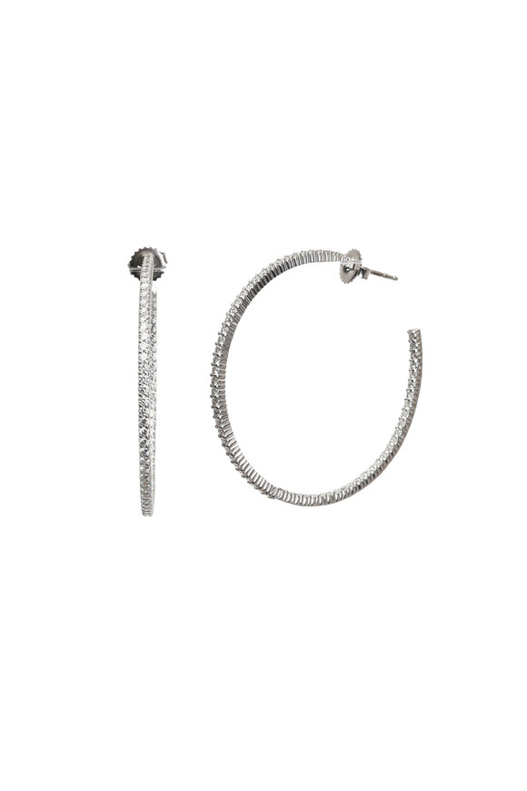 Kwiat - 18K White Gold Diamond Hoops