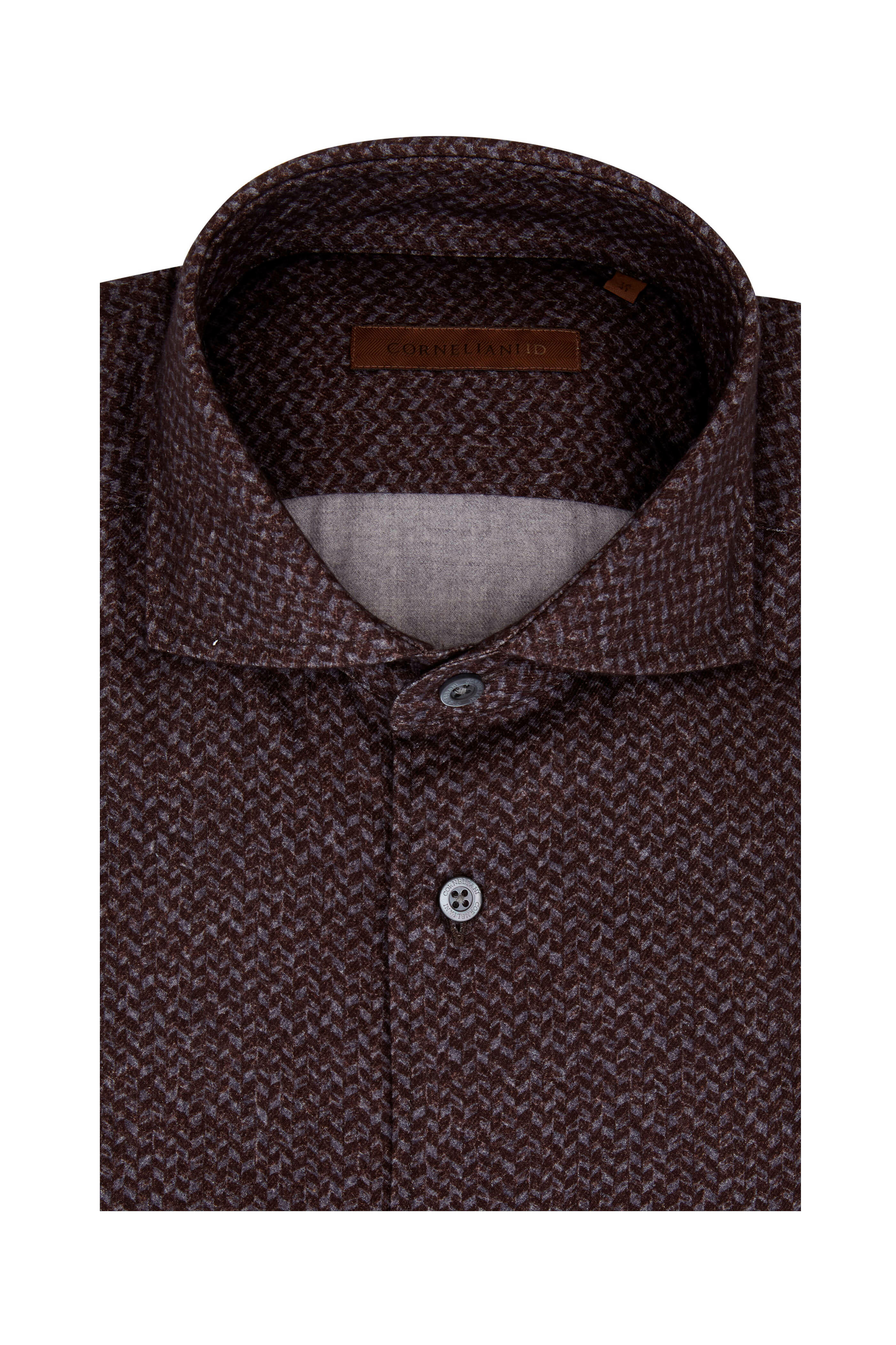 Corneliani - Burgundy Herringbone Sport Shirt