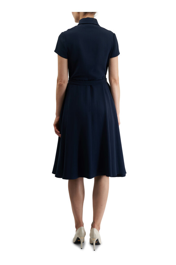 Kiton - Navy Short Sleeve Belted Dress