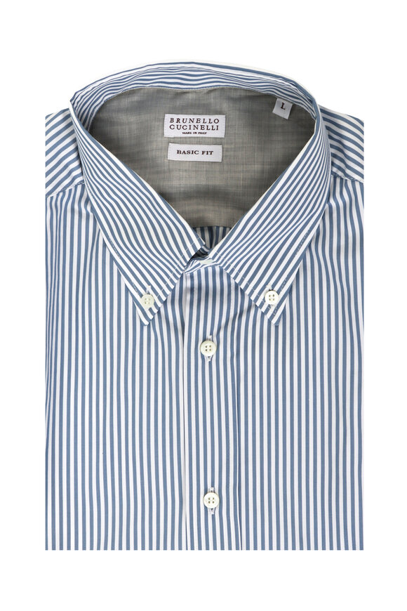 BRUNELLO CUCINELLI 長袖シャツ ホワイトストライプ M BRUNELLO CUCINELLI 長袖シャツ ホワイトストライプ M トップス