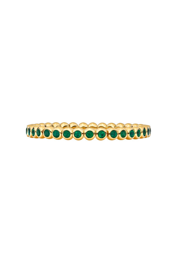 Ruchi 18k Yellow Gold Marguerite Emerald Bracelet - view 2