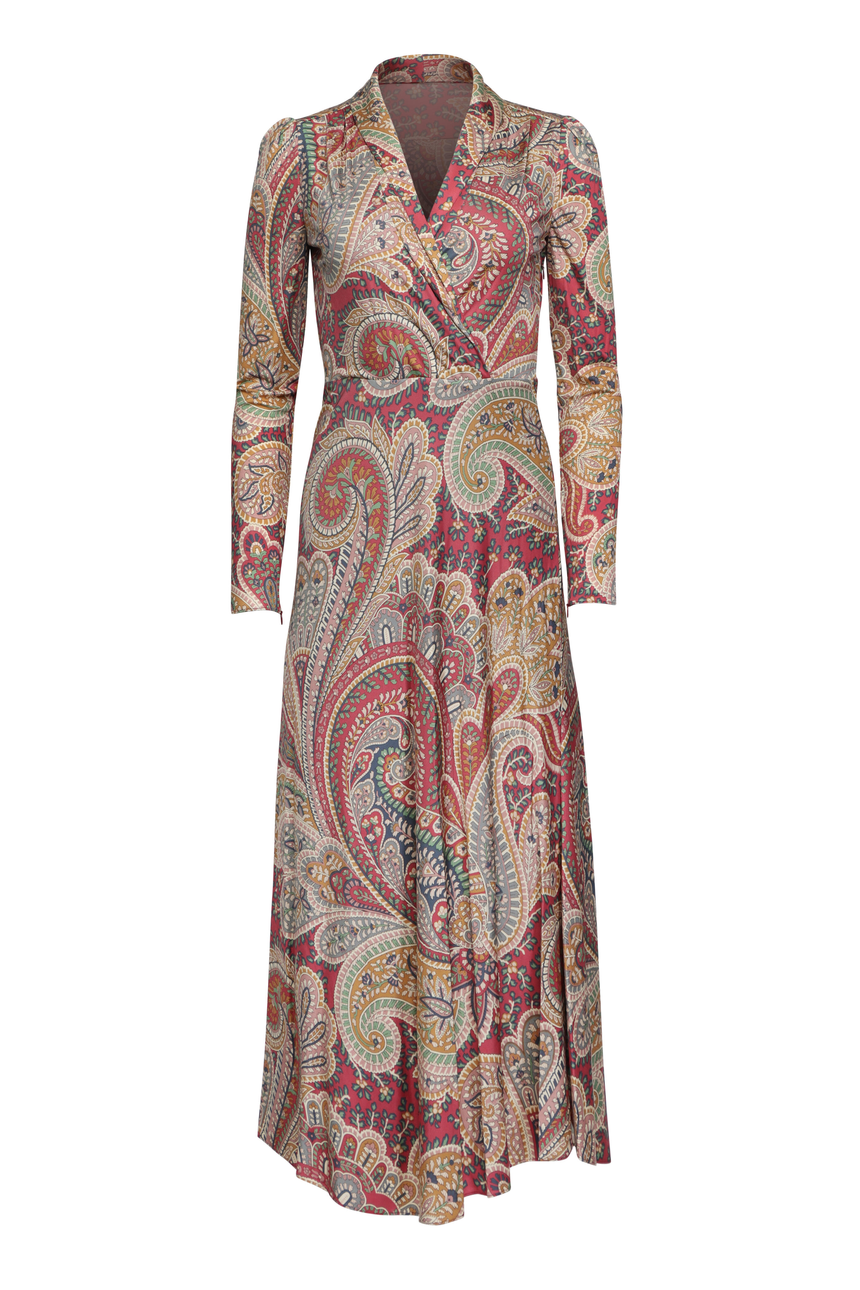Etro - Burgundy Paisley Wrap Midi Dress