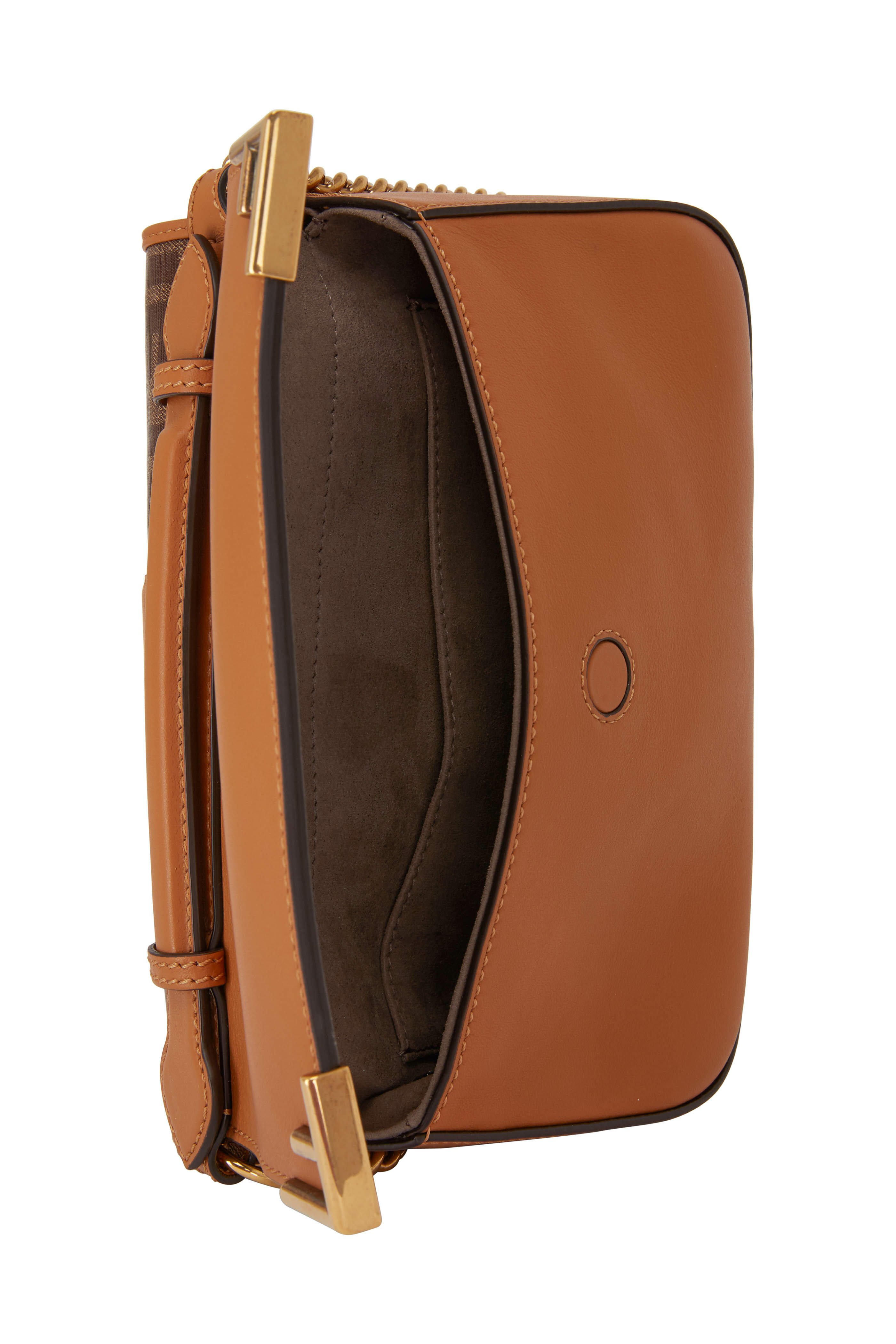 Fendi - Tan Coated Canvas & Leather Double F Small Bag