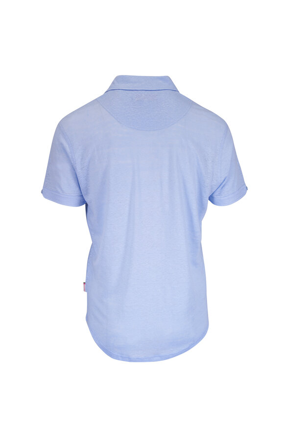 Orlebar Brown Sebastian Surfside Blue Linen Polo - view 3