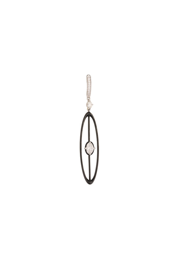 Mariani 18k White Gold Oval Diamond Drop Earrings - view 2