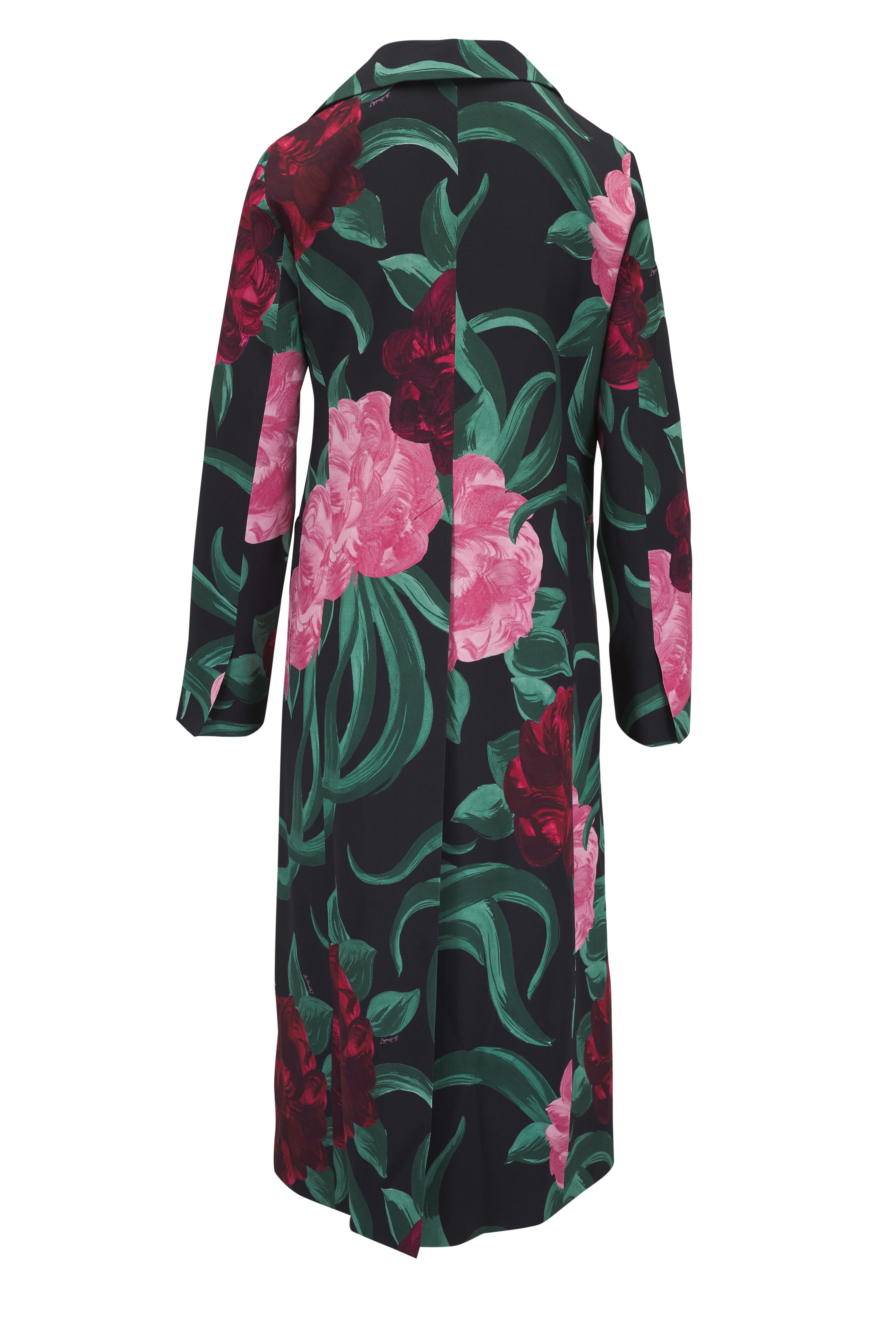 La DoubleJ - Peony Black Sablé Satin Duster Coat