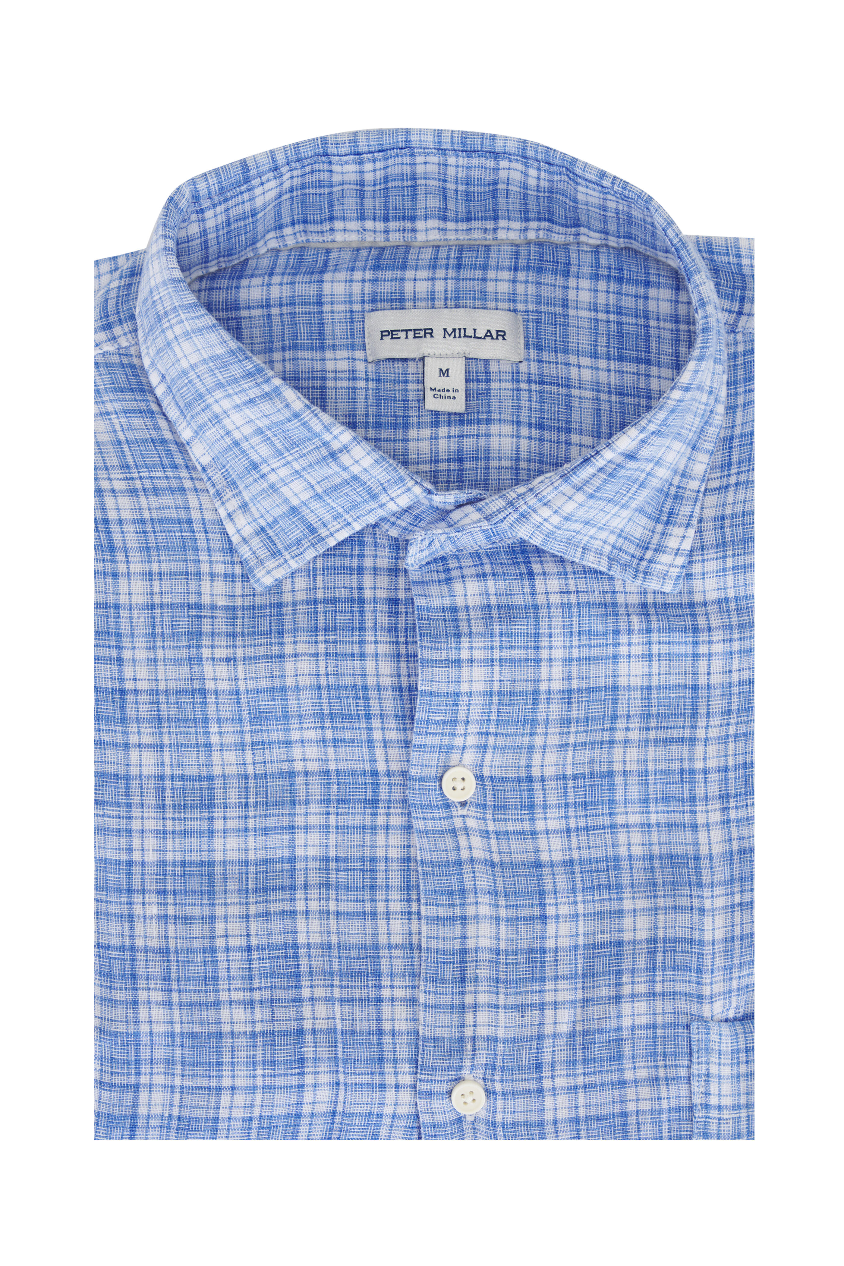Peter Millar - Blue Poppy Plaid Linen Sport Shirt