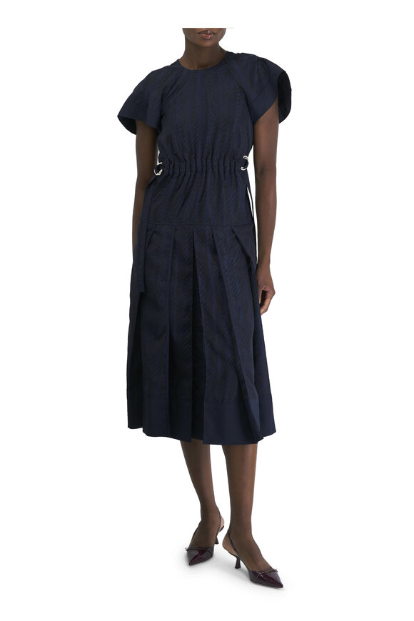 3.1 Phillip Lim - Midnight Jacquard Petal Sleeve Midi Dress