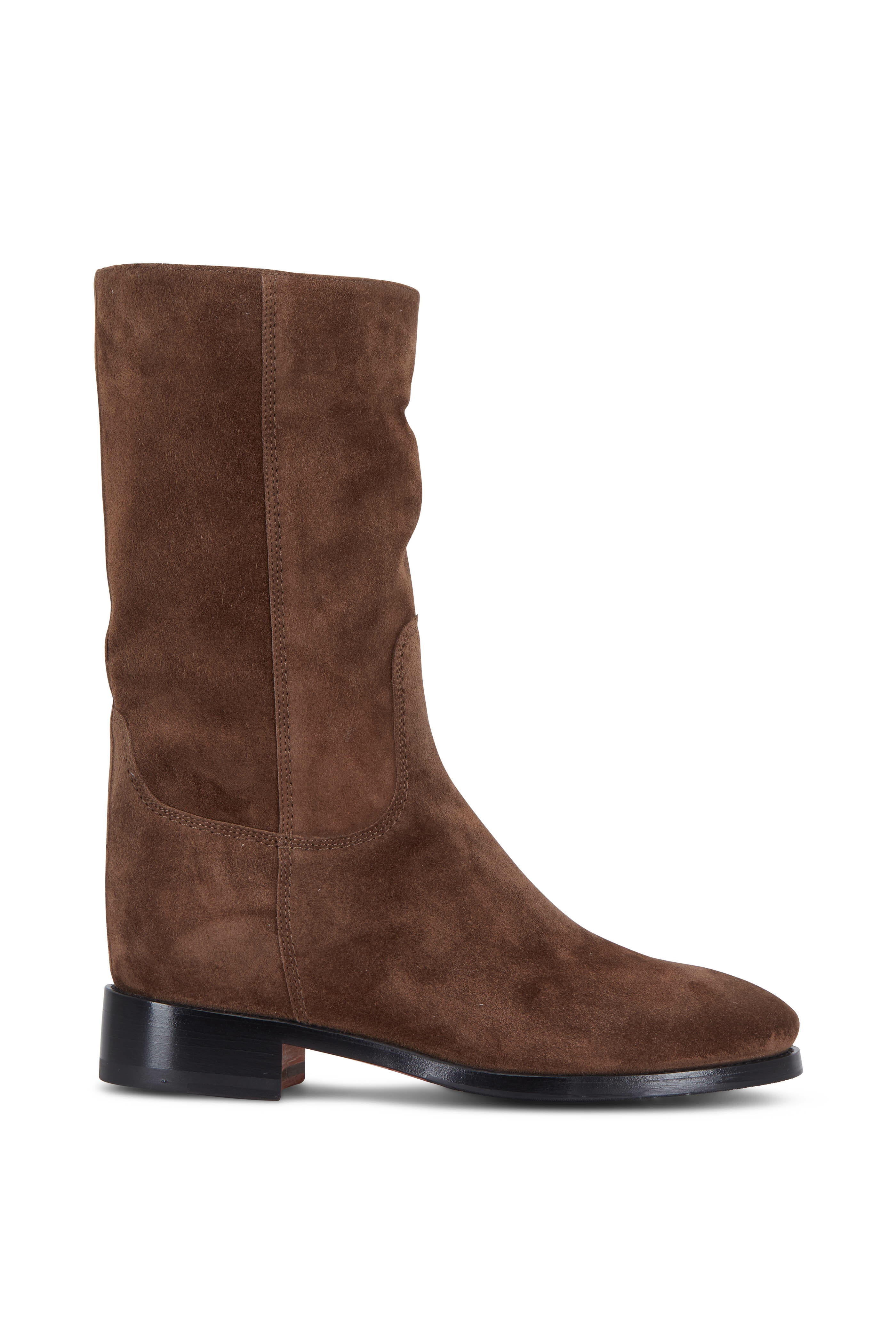 Santoni Hermione Brown Suede Mid Calf Boot Mitchell Stores