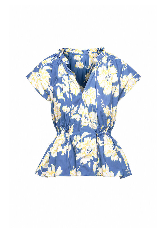 Tanya Taylor French Blue Floral Ivana Top - view 1