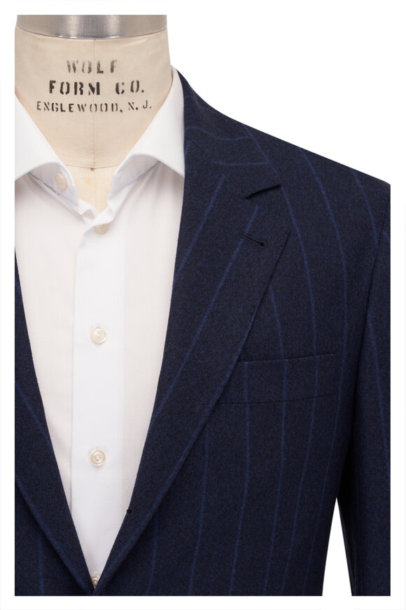 Brunello Cucinelli - Navy Striped Wool Suit | Mitchell Stores