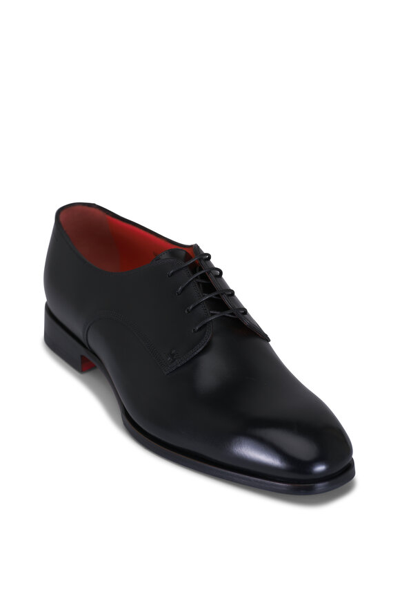 Santoni Archer B Black Leather Dress Shoe