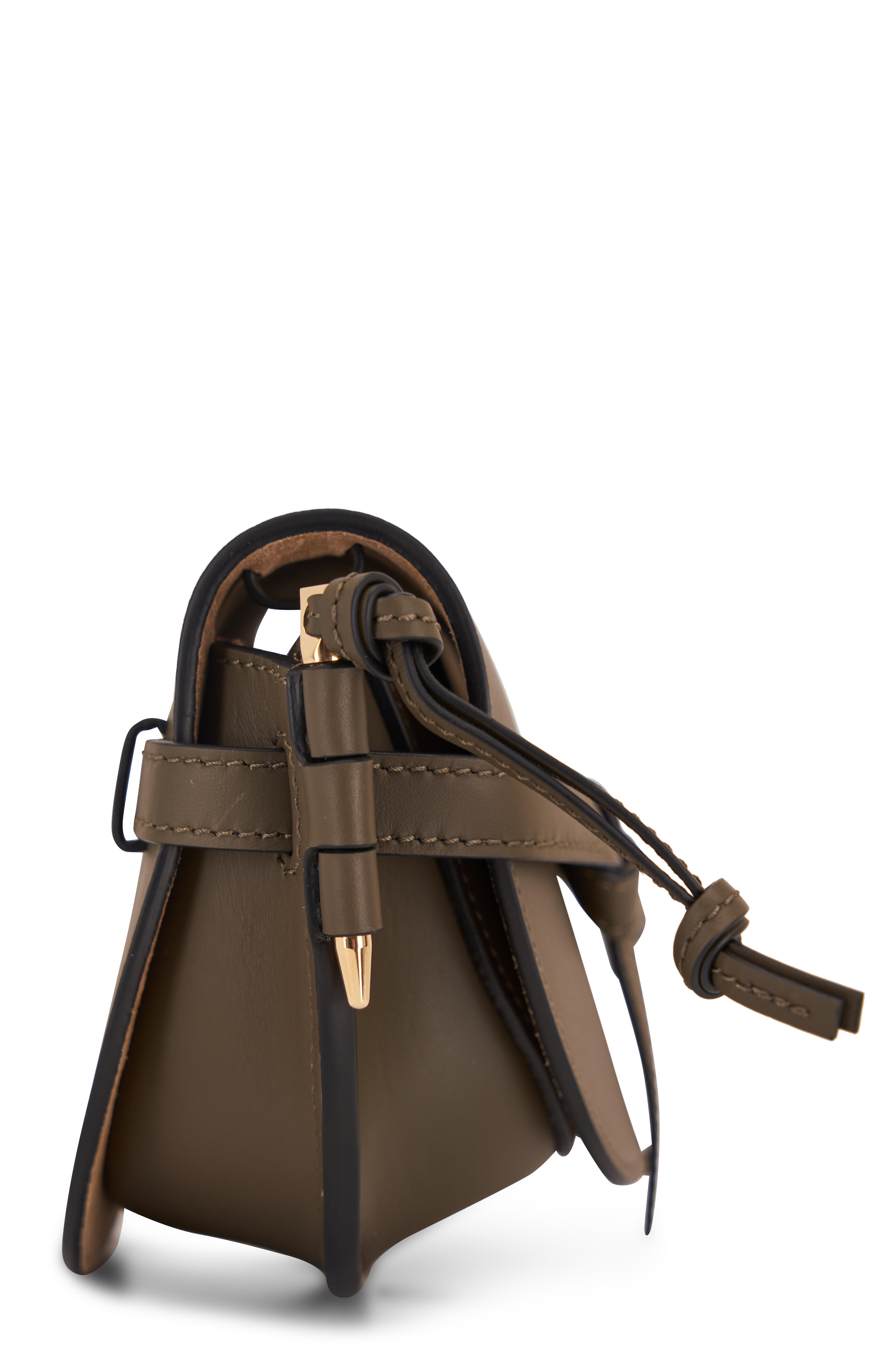 LOEWE Mini Gate Dual Bag in Soft Calfskin and Jacquard Autumn Green