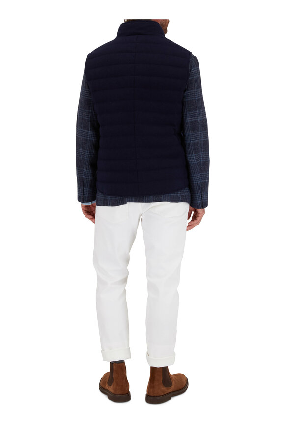 Brunello Cucinelli - Navy Cashmere Quilted Padded Vest