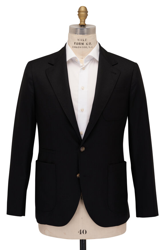 Brunello Cucinelli - Solid Black Wool Sportcoat