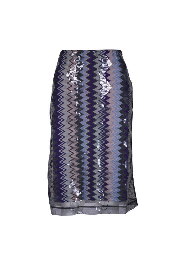 Missoni Multicolor Black Chevron Paillette Skirt