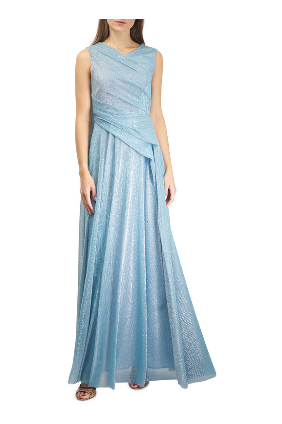 Talbot Runhof Metallic Turquoise Gown - view 2