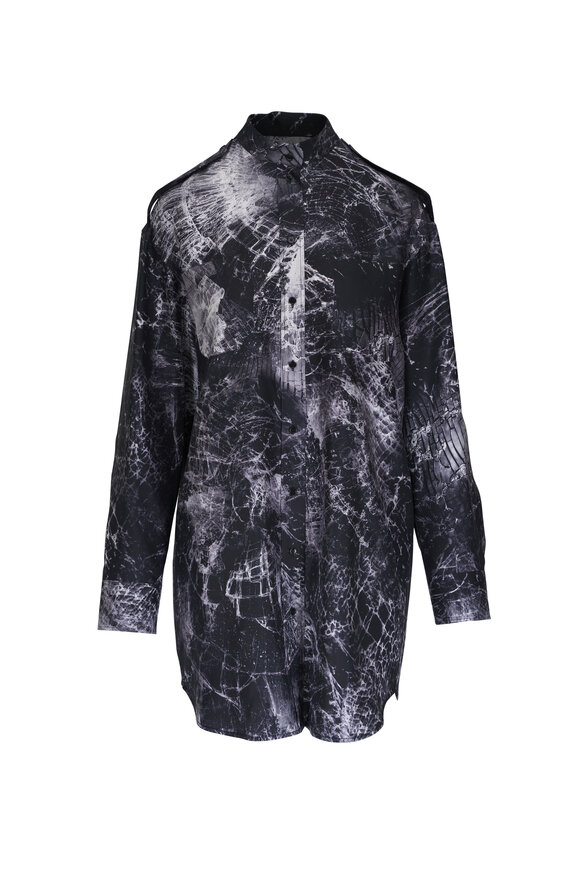 McQueen Smashed Glass Silk Screen Twill Mini Dress