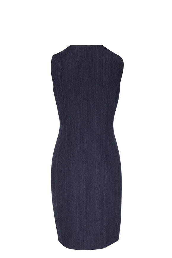 Akris - Navy Blue Wool Reversible Sheath Dress