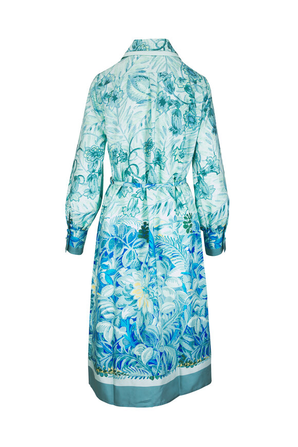 Rani Arabella Green Floral Botanical Silk Dress - view 3