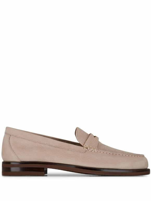 Santoni - Haileigh Beige Nubuck Penny Loafer 