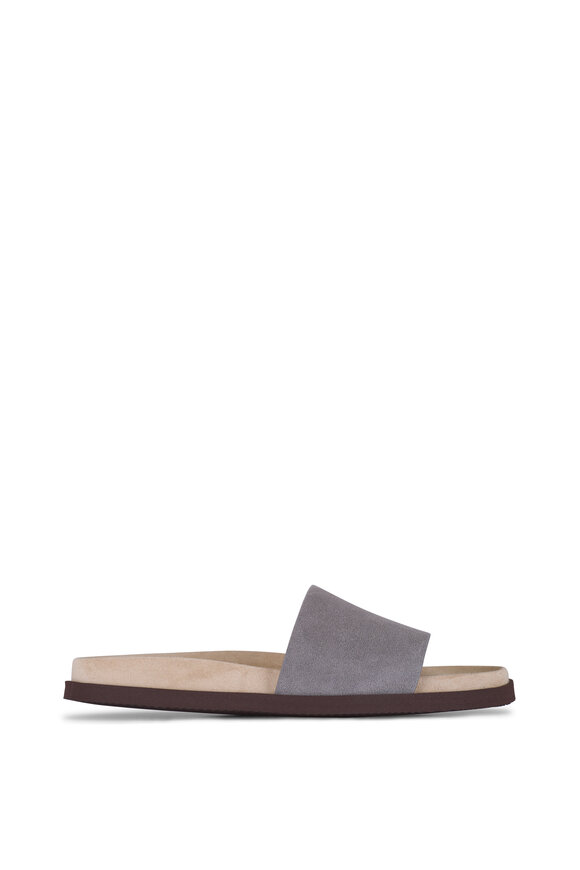 Brunello Cucinelli Sand Suede Slide - view 3