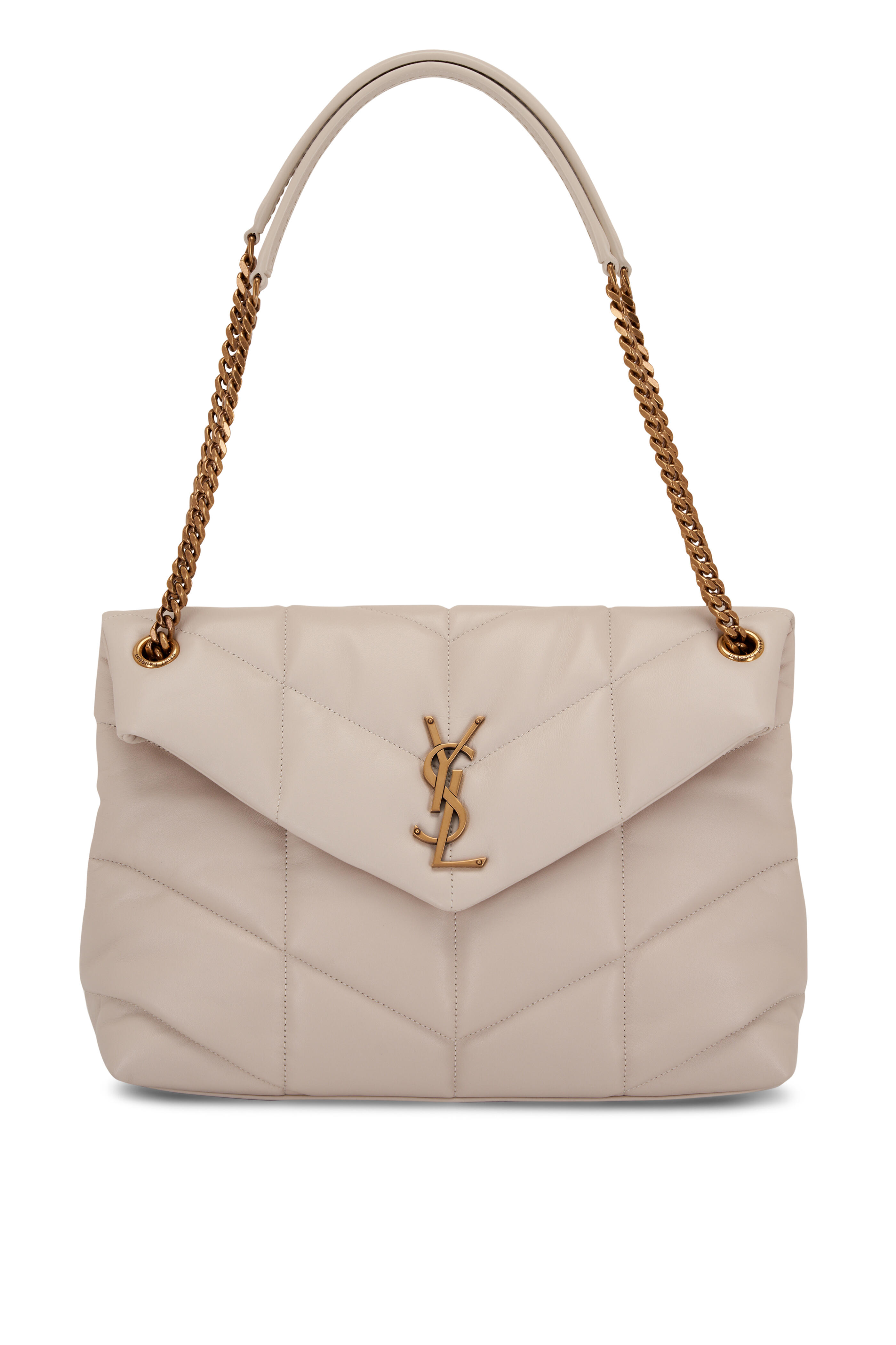 Saint Laurent Uptown Pouch Grain de Poudre Embossed Blanc Vintage in  Leather with Gold-tone - US
