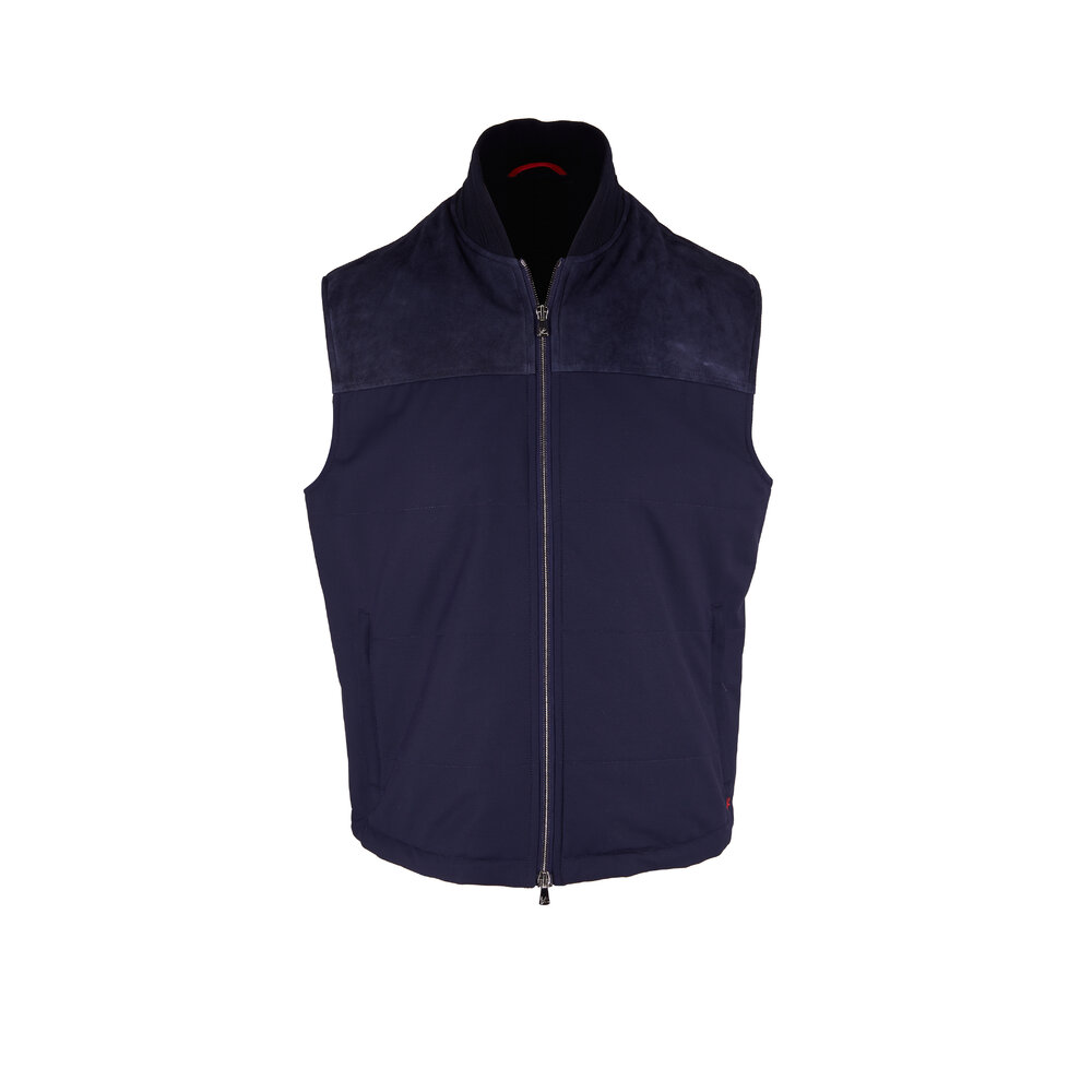 Isaia - Navy Techno Wool Vest | Mitchell Stores