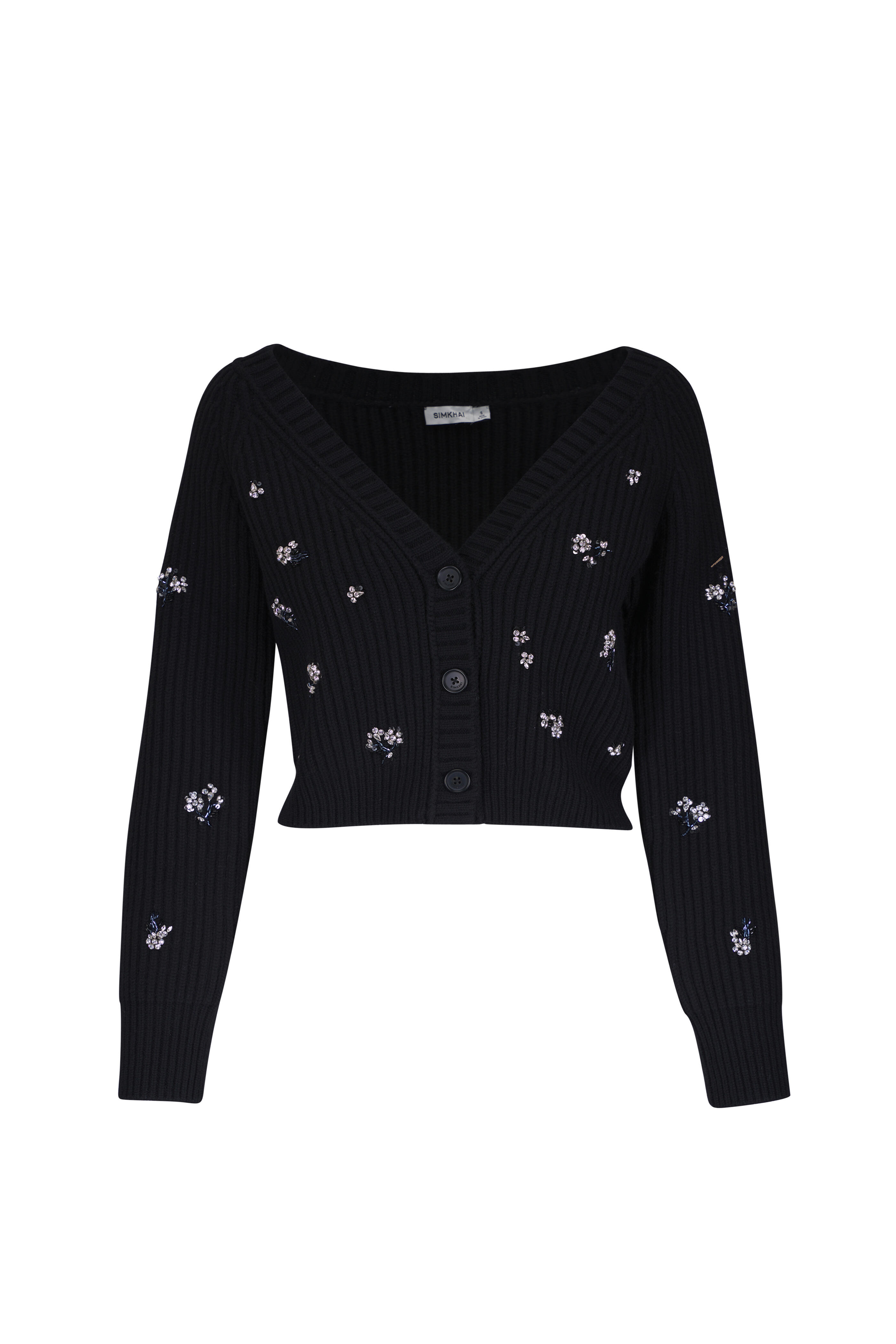 Simkhai - Novah Black Embellished Knit Cardigan