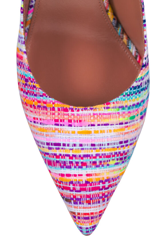 Aquazzura Bow Tie Multicolor Tweed Pump, 85mm - view 4