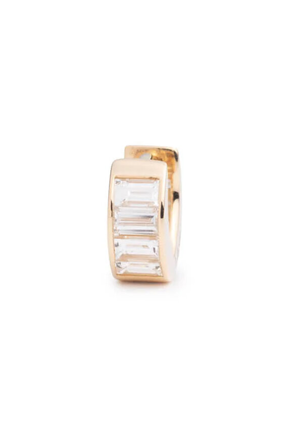 Foundrae - Baguette Diamond True Love Single Huggie