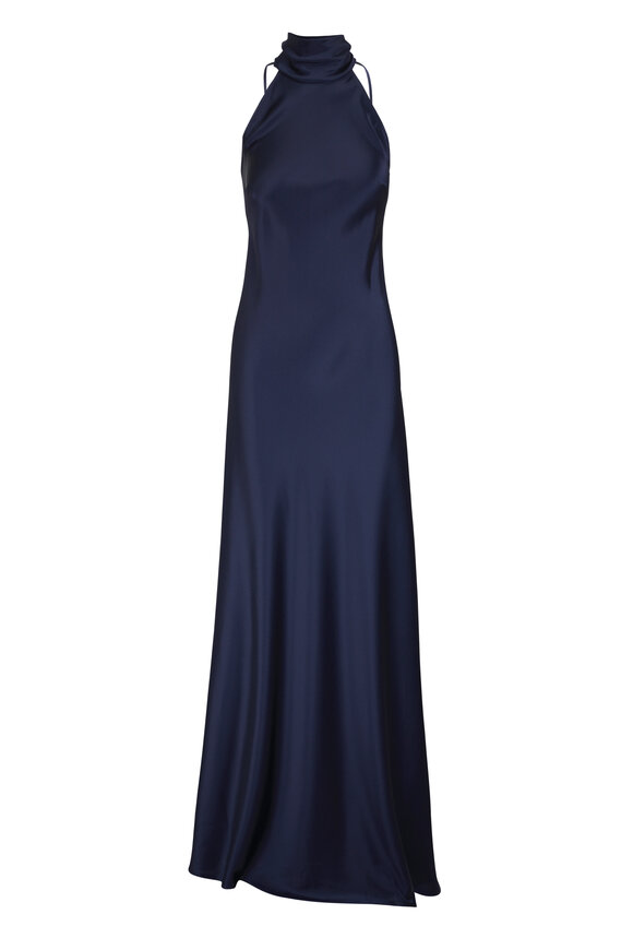 Talbot Runhof Navy Blue Sleeveless Evening Gown - view 1