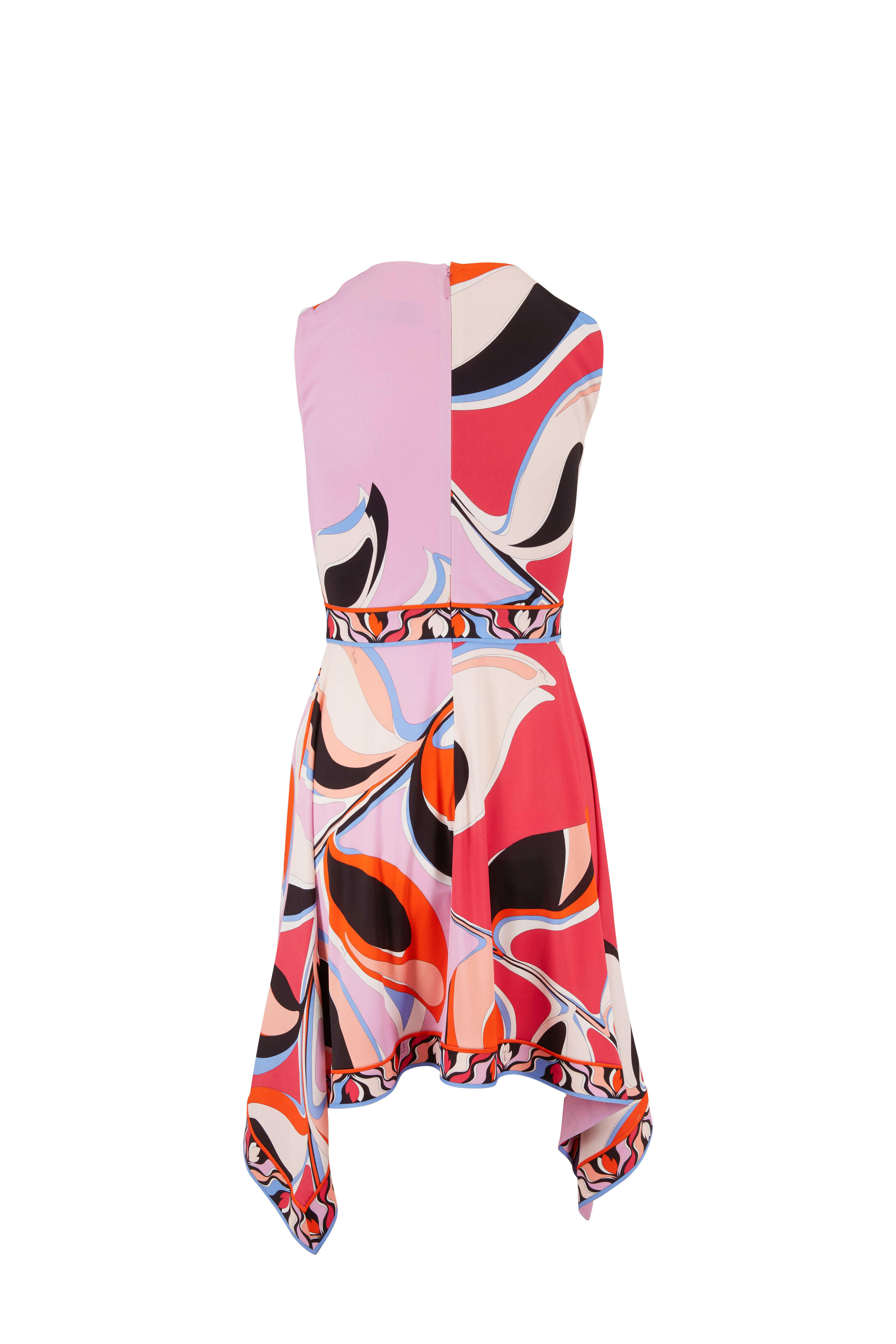 Pucci - Pink Printed Handkerchief Hem Sleeveless Dress