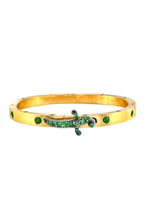 Sevan Bicakci Emerald & Garnet Dagger Bangle Bracelet