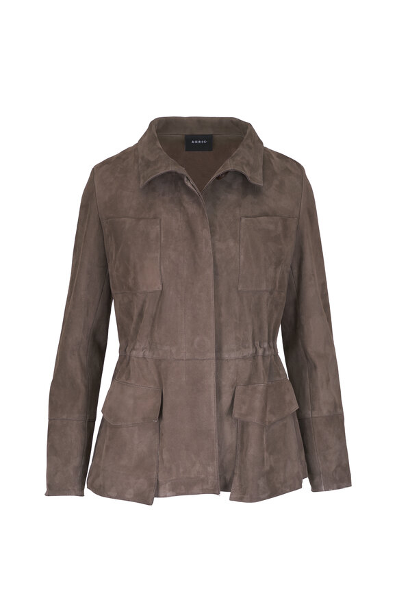 Akris Chianti Taupe Suede Utility Jacket