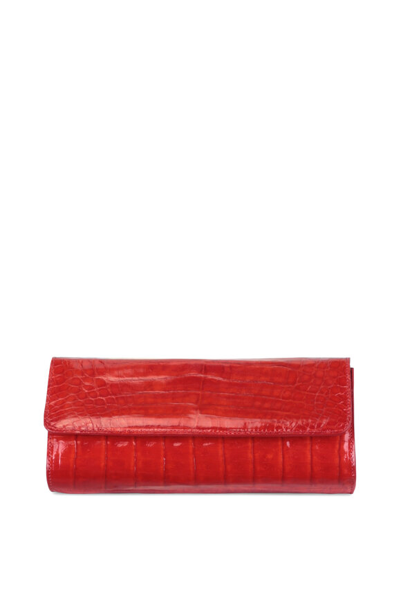 Judith Leiber Couture - Kate Cherry Red Crocodile Chain Clutch