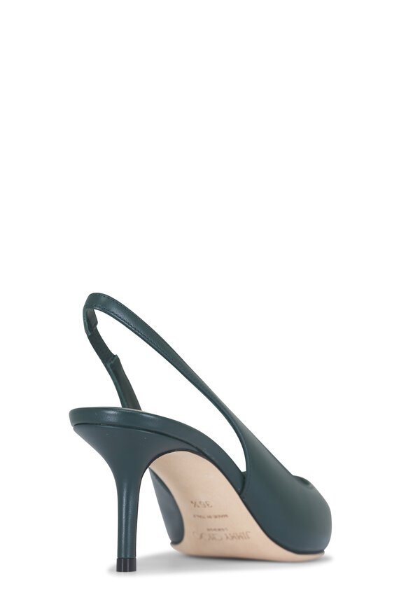 Jimmy Choo Love Dark Green Leather Slingback, 65mm - view 3