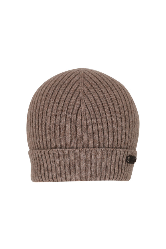 Brioni Taupe Ribbed Cashmere Beanie 