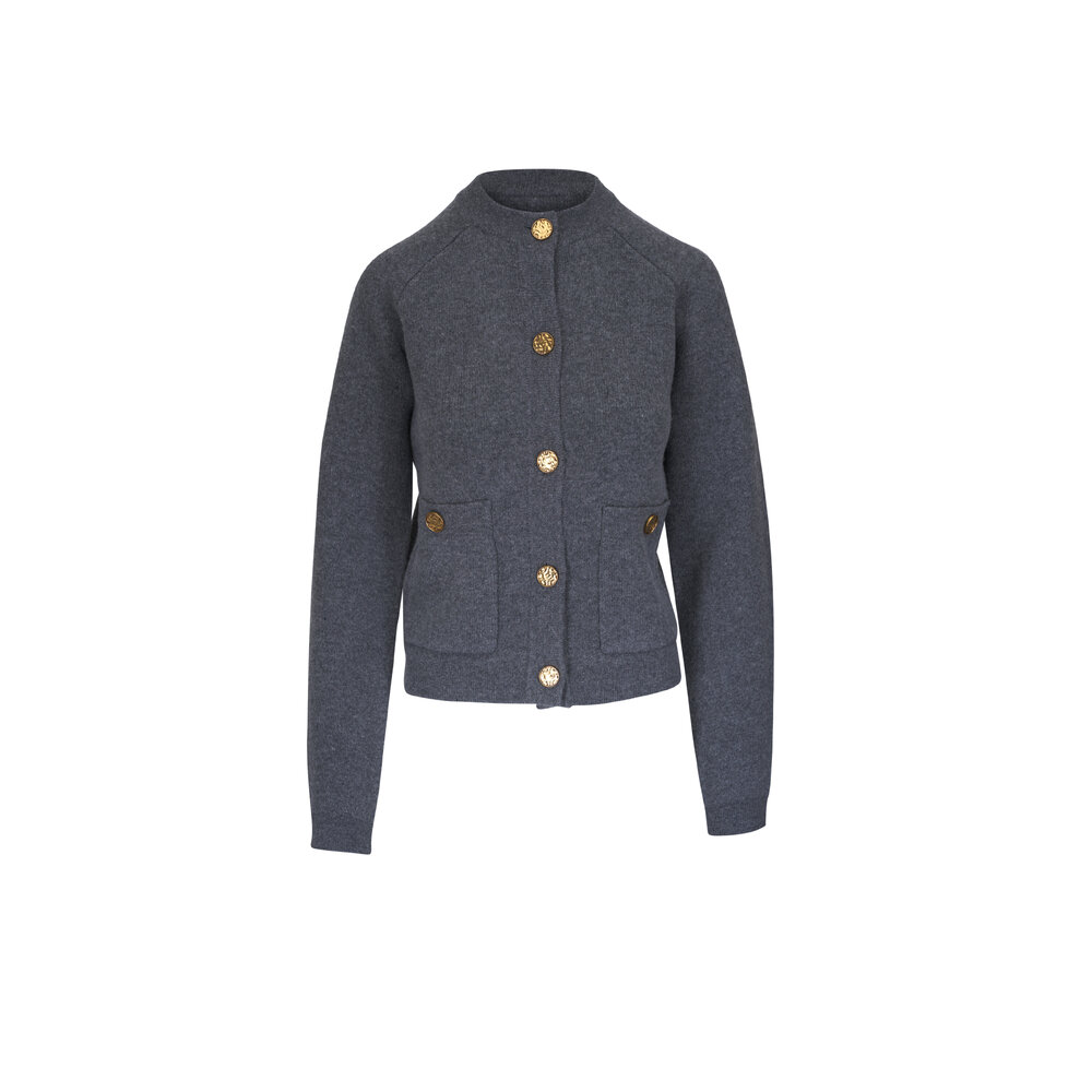 【IONSEOUL】Italy Twist Round Cardigan (8color) 5FM0219 Totême - Hammered Button Medium Gray Cardigan | Mitchell Stores