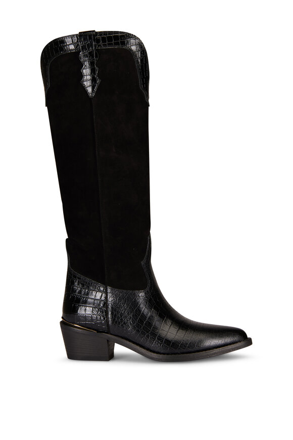 Partlow Mira Stamped Leather & Suede Tall Cowboy Boot - view 2