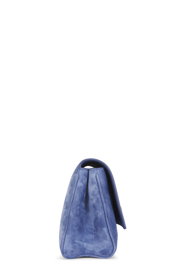 Khaite Audrey Cloud Blue Suede Clutch - view 4
