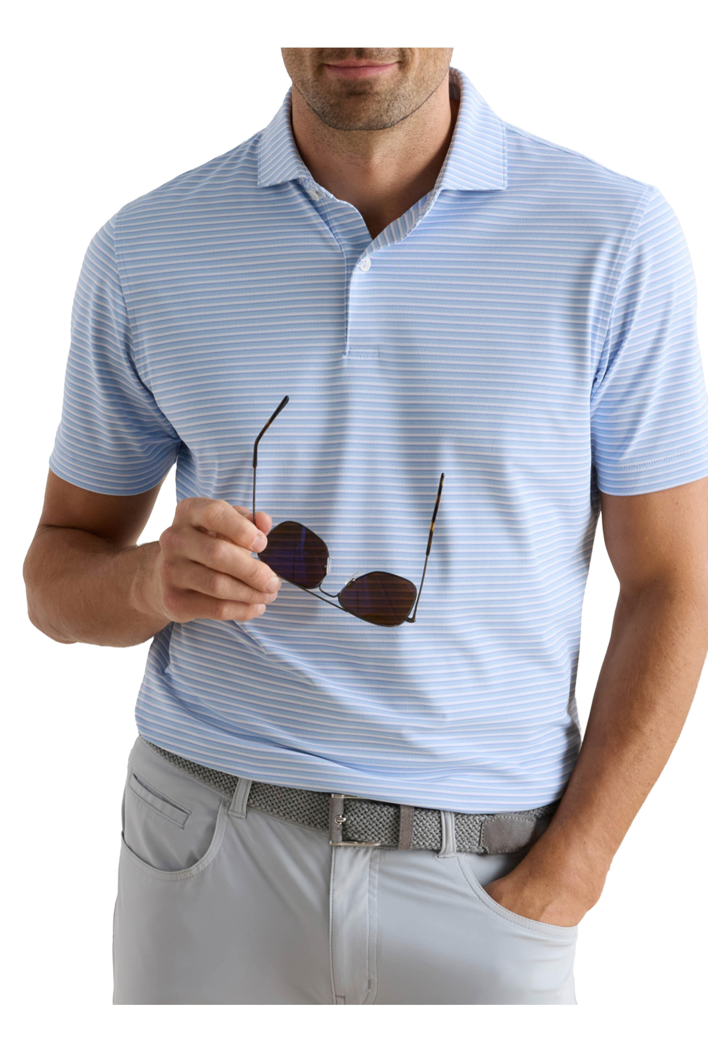 Peter Millar - Tempo Blue Frost Performance Mesh Polo - view 2