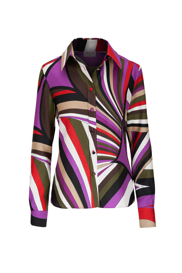 Pucci Multicolor Silk Printed Top