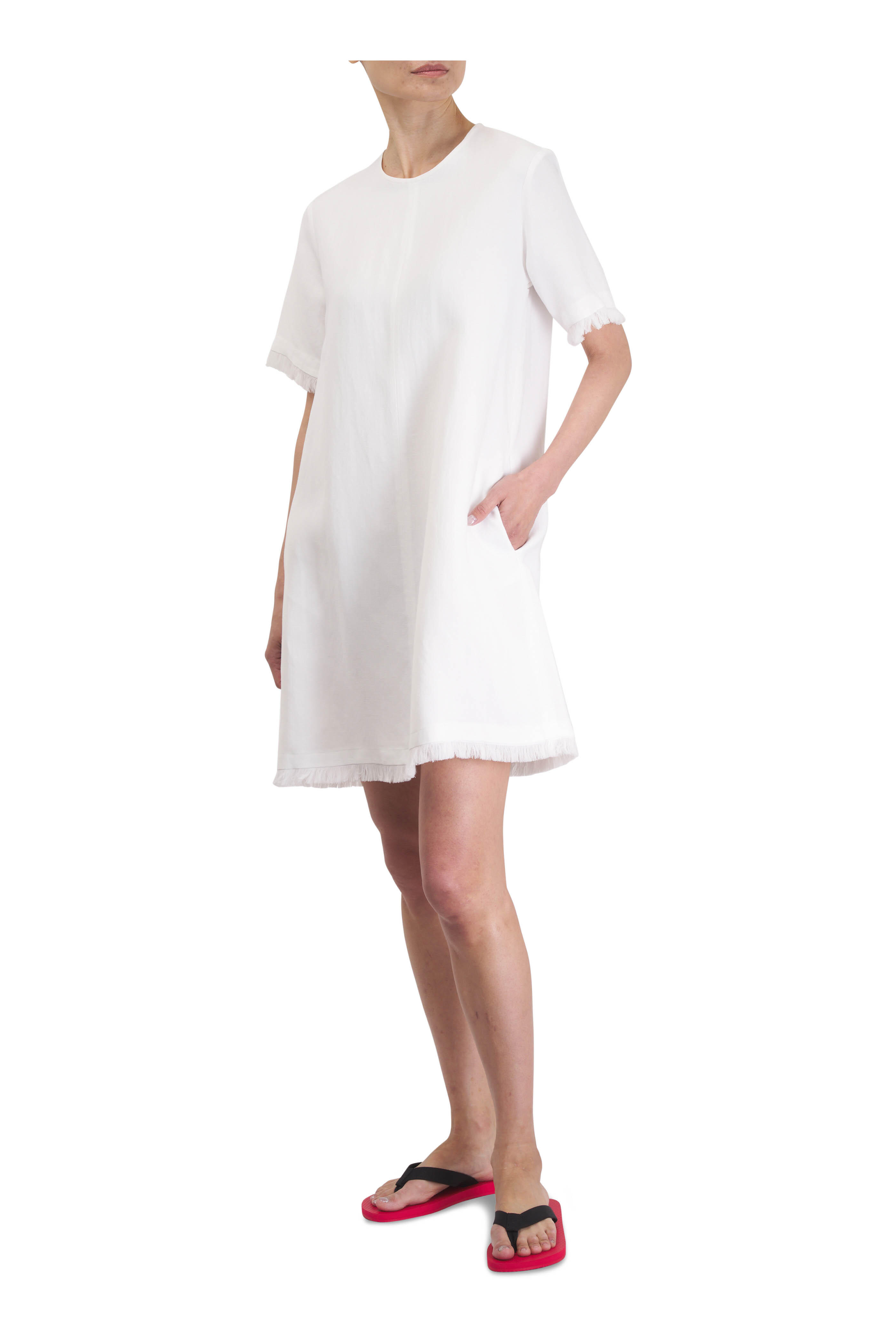 Antonelli - Nicaragua White Fringe Trim Mini Dress